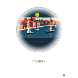 Affiche Stockholm – Poster illustration vintage – Stockholm | Gravura – Fond clair