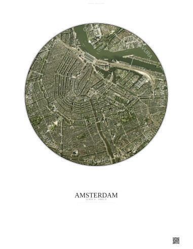 Amsterdam Satellite View Poster 2.5km Color | Gravura – Light background