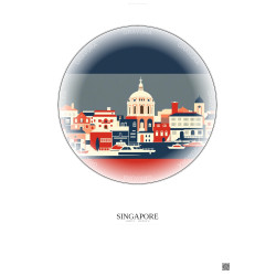 Affiche Singapore – Poster illustration vintage – Singapore | Gravura – Fond clair