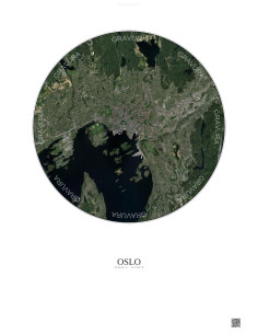 Affiche Oslo – Poster vue satellite 10km Couleur | Gravura – Fond clair