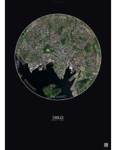 Affiche Oslo – Poster vue satellite 2.5km Couleur | Gravura – Fond foncé