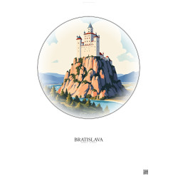 Affiche Bratislava – Poster illustration vintage – Bratislava Castle | Gravura – Fond clair