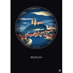 Affiche Bratislava – Poster illustration vintage – Bratislava | Gravura – Fond foncé