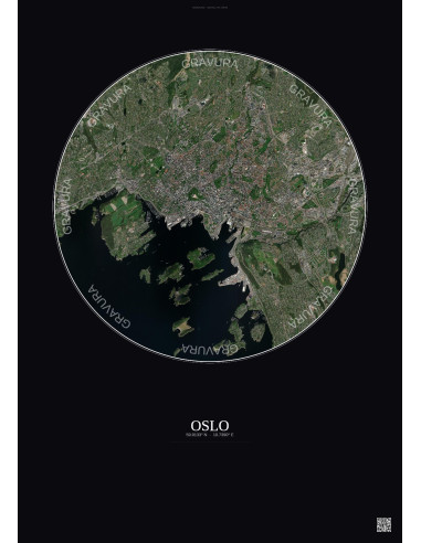 Affiche Oslo – Poster vue satellite 6km Couleur | Gravura – Fond foncé