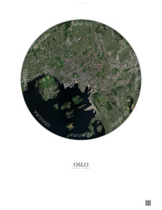 Affiche Oslo – Poster vue satellite 6km Couleur | Gravura – Fond clair