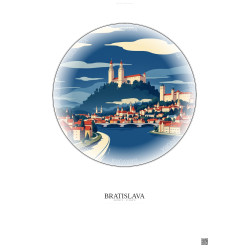 Affiche Bratislava – Poster illustration vintage – Bratislava | Gravura – Fond clair