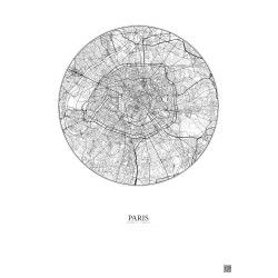 Affiche Paris – Poster carte de ville 10km | Gravura – Fond clair