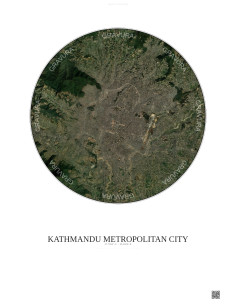 Affiche Kathmandu Metropolitan City – Poster vue satellite 10km Couleur | Gravura – Fond clair