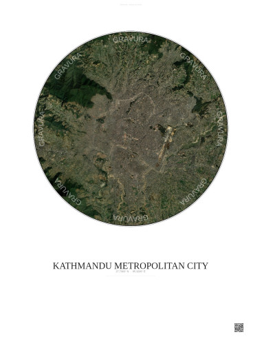 Affiche Kathmandu Metropolitan City – Poster vue satellite 10km Couleur | Gravura – Fond clair