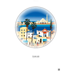 Affiche Dakar – Poster illustration vintage – Dakar | Gravura – Fond clair
