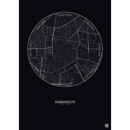 Damascus City Map Poster 2.5km | Gravura – Dark background