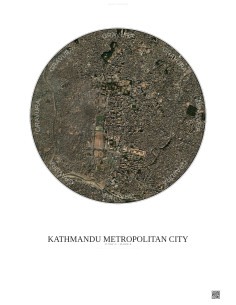 Affiche Kathmandu Metropolitan City – Poster vue satellite 2.5km Couleur | Gravura – Fond clair