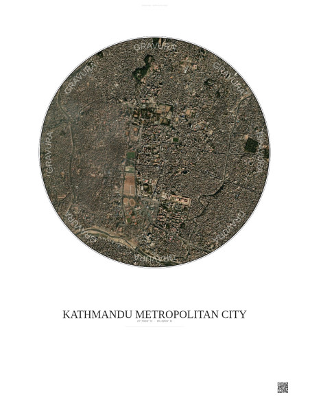 Kathmandu Metropolitan City Satellite View Poster 2.5km Color | Gravura – Light background