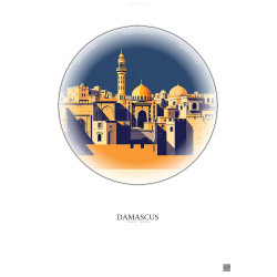 Affiche Damascus – Poster illustration vintage – Damascus | Gravura – Fond clair