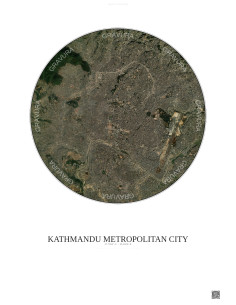 Affiche Kathmandu Metropolitan City – Poster vue satellite 6km Couleur | Gravura – Fond clair