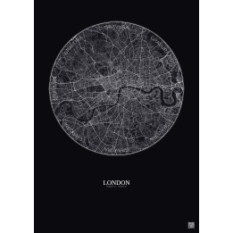Affiche London – Poster carte de ville 10km | Gravura – Fond foncé