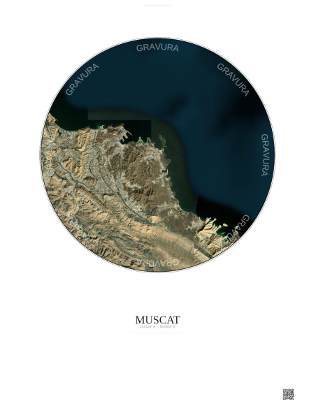 Muscat Satellite View Poster 10km Color | Gravura – Light background