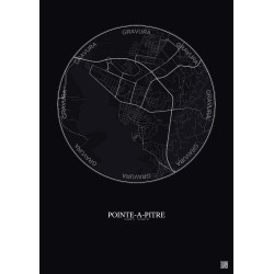 Affiche Pointe A Pitre – Poster carte de ville 2.5km | Gravura – Fond foncé