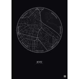 Kyiv City Map Poster 2.5km | Gravura – Dark background