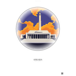Affiche Ankara – Poster illustration vintage – Antkabir | Gravura – Fond clair