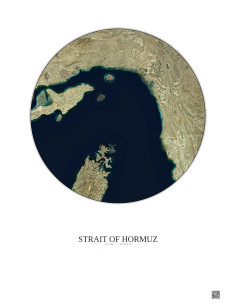 Affiche Strait Of Hormuz – Poster vue satellite 100km Couleur | Gravura – Fond clair