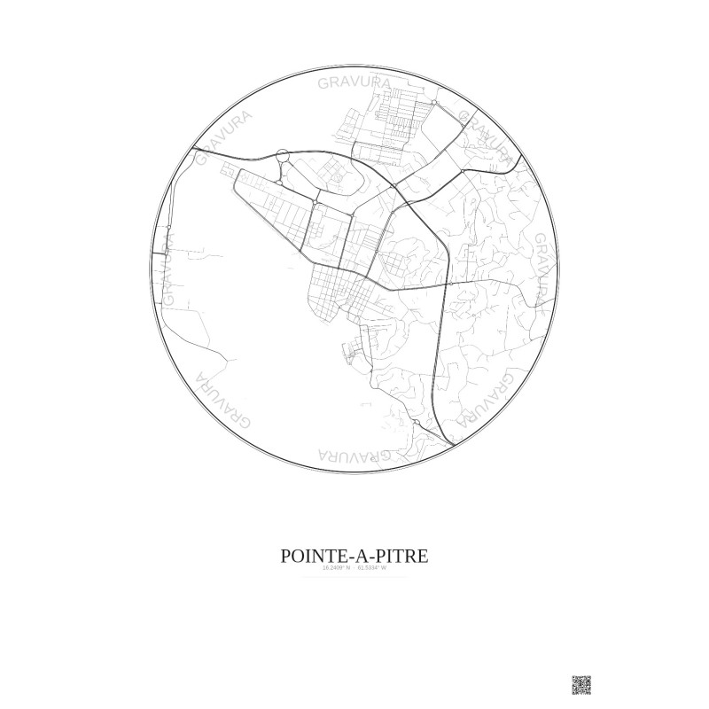Affiche Pointe A Pitre – Poster carte de ville 2.5km | Gravura – Fond clair