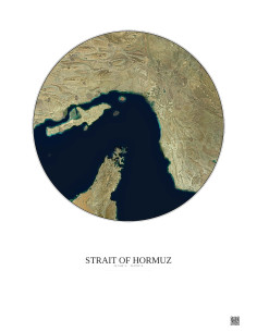 Affiche Strait Of Hormuz – Poster vue satellite 150km Couleur | Gravura – Fond clair