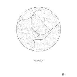 Kampala City Map Poster 2.5km | Gravura – Light background