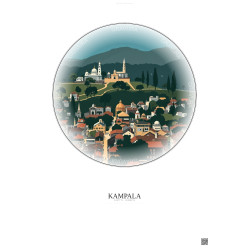 Affiche Kampala – Poster illustration vintage – Kampala | Gravura – Fond clair