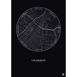 Los Angeles City Map Poster 2.5km | Gravura – Dark background