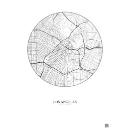 Affiche Los Angeles – Poster carte de ville 5km | Gravura – Fond clair