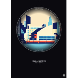 Affiche Los Angeles – Poster illustration vintage – Crypto Com Arena | Gravura – Fond foncé