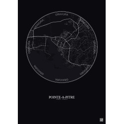 Affiche Pointe A Pitre – Poster carte de ville 5km | Gravura – Fond foncé
