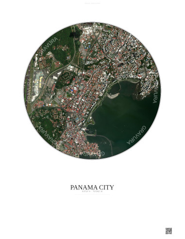 Panama City Satellite View Poster 2.5km Color | Gravura – Light background