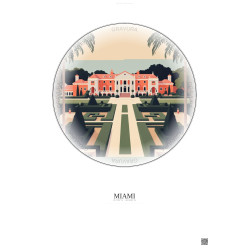 Affiche Miami – Poster illustration vintage – Vizcaya Museum And Gardens | Gravura – Fond clair