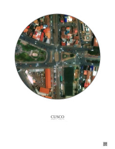 Affiche Cusco – Poster vue satellite 0.1km Couleur | Gravura – Fond clair