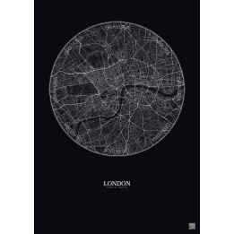 Affiche London – Poster carte de ville 6km | Gravura – Fond foncé