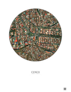 Affiche Cusco – Poster vue satellite 0.5km Couleur | Gravura – Fond clair