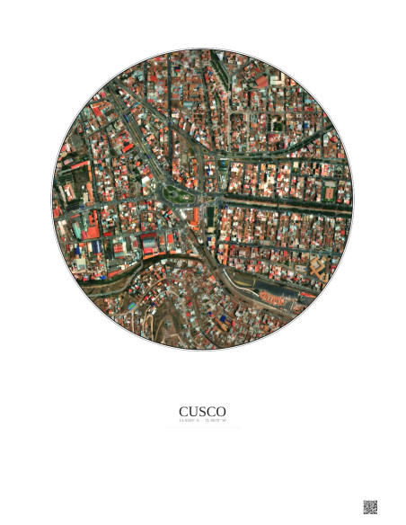 Affiche Cusco – Poster vue satellite 0.5km Couleur | Gravura – Fond clair