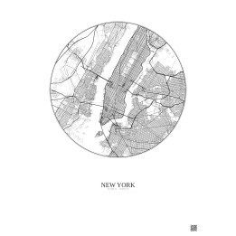 Affiche New York – Poster carte de ville 10km | Gravura – Fond clair