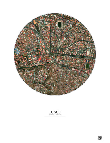 Cusco Satellite View Poster 1km Color | Gravura – Light background