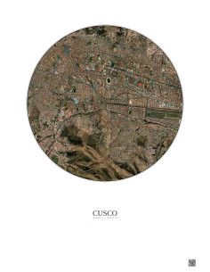Affiche Cusco – Poster vue satellite 2.5km Couleur | Gravura – Fond clair