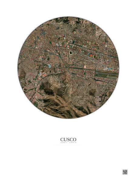 Cusco Satellite View Poster 2.5km Color | Gravura – Light background