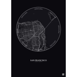 San Francisco City Map Poster 6km | Gravura – Dark background
