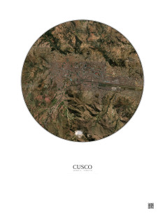 Cusco Satellite View Poster 5km Color | Gravura – Light background