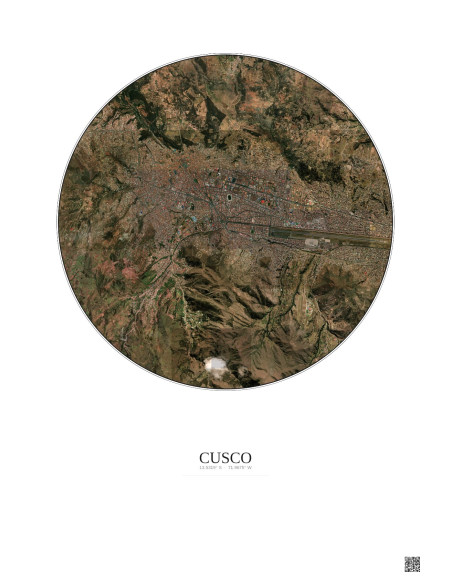 Cusco Satellite View Poster 5km Color | Gravura – Light background