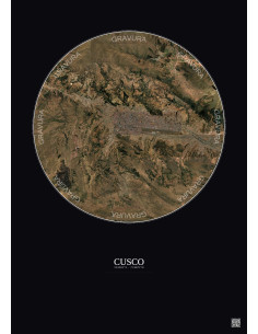 Affiche Cusco – Poster vue satellite 10km Couleur | Gravura – Fond foncé