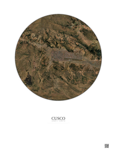 Affiche Cusco – Poster vue satellite 10km Couleur | Gravura – Fond clair