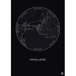 Affiche Pointe A Pitre – Poster carte de ville 10km | Gravura – Fond foncé