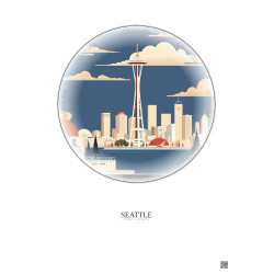 Affiche Seattle – Poster illustration vintage – Seattle | Gravura – Fond clair
